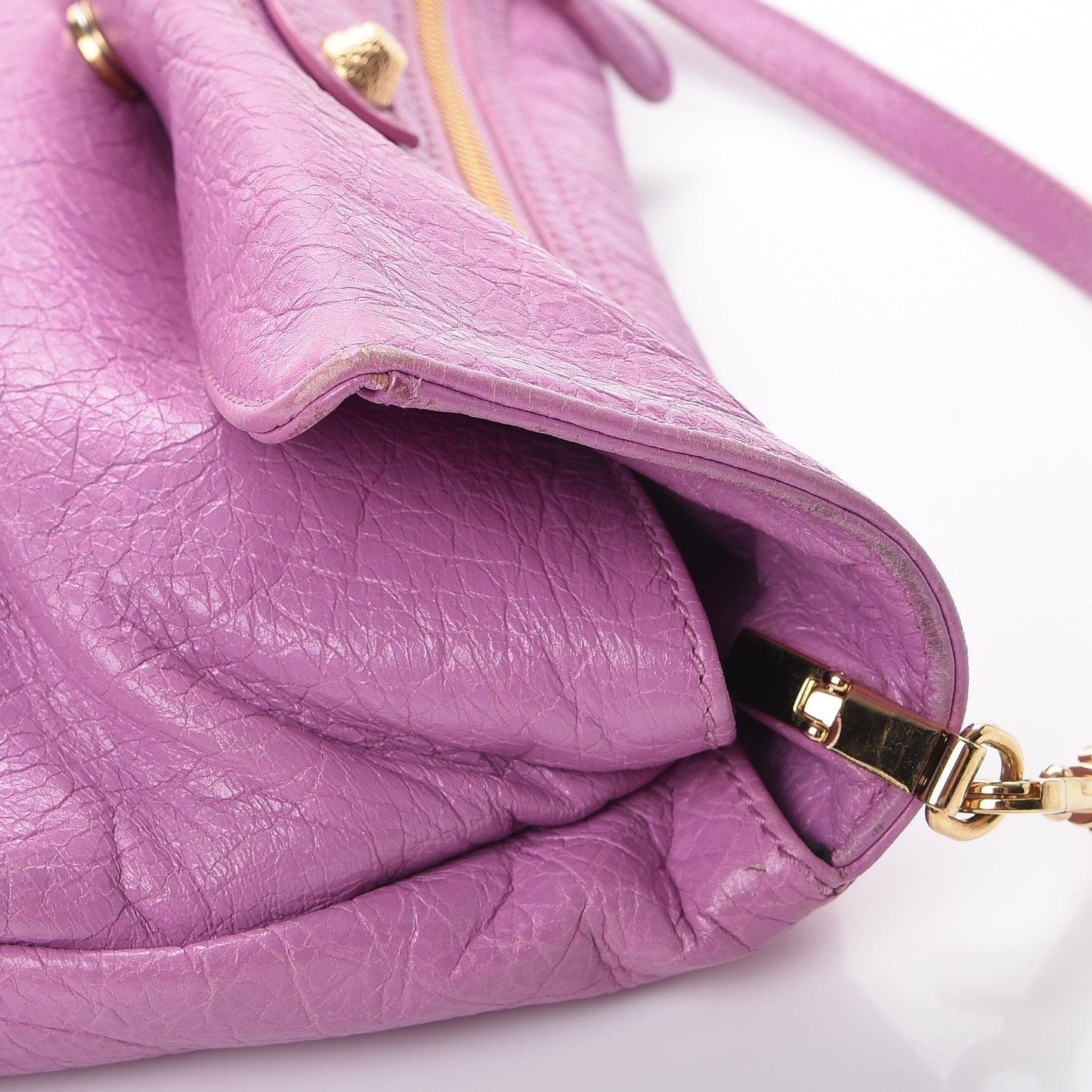 Agneau Giant 12 Gold Hardware Envelope Strap Clutch Rose Berlingot