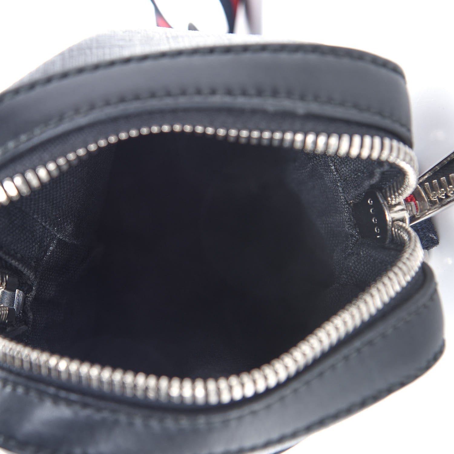 Gucci GG Supreme Monogram Appia Calfskin Web Small Camera Messenger Bag Black Grey 5 of 10