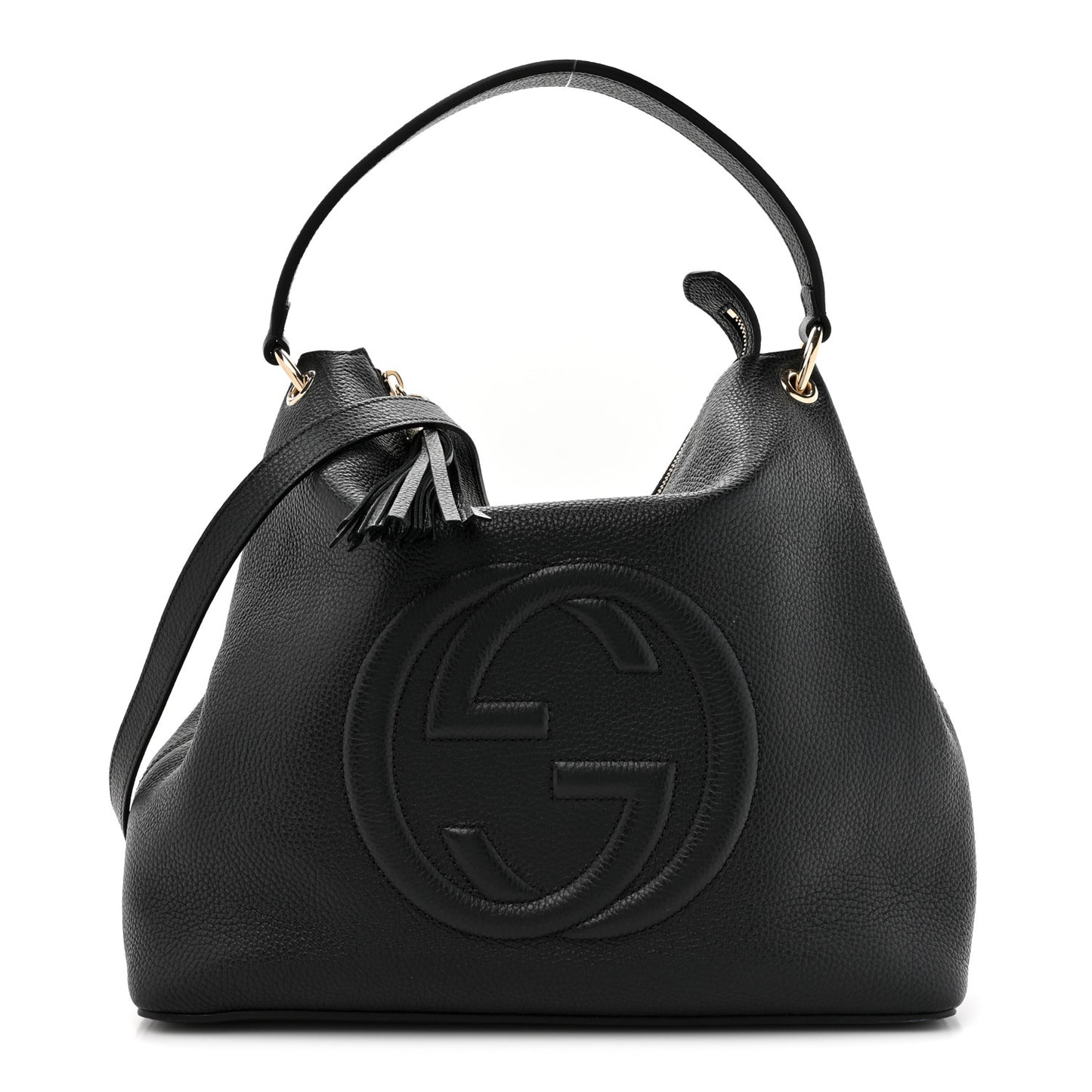 Pebbled Calfskin Large Soho Hobo Black