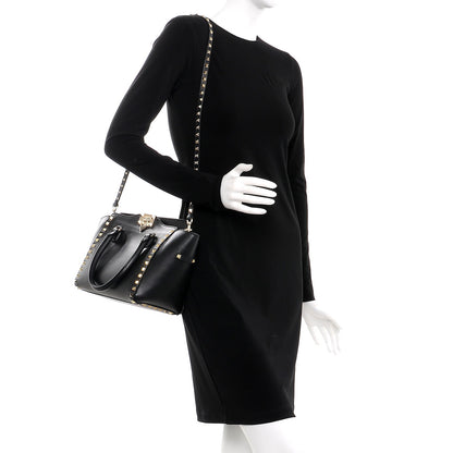 Valentino Garavani Vitello Small Rockstud Double Handle Tote Black 2 of 8