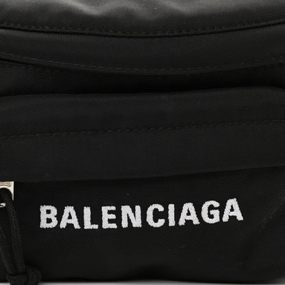 Balenciaga Sport Nylon Logo Embroidered Wheel Belt Bag Black White 7 of 10
