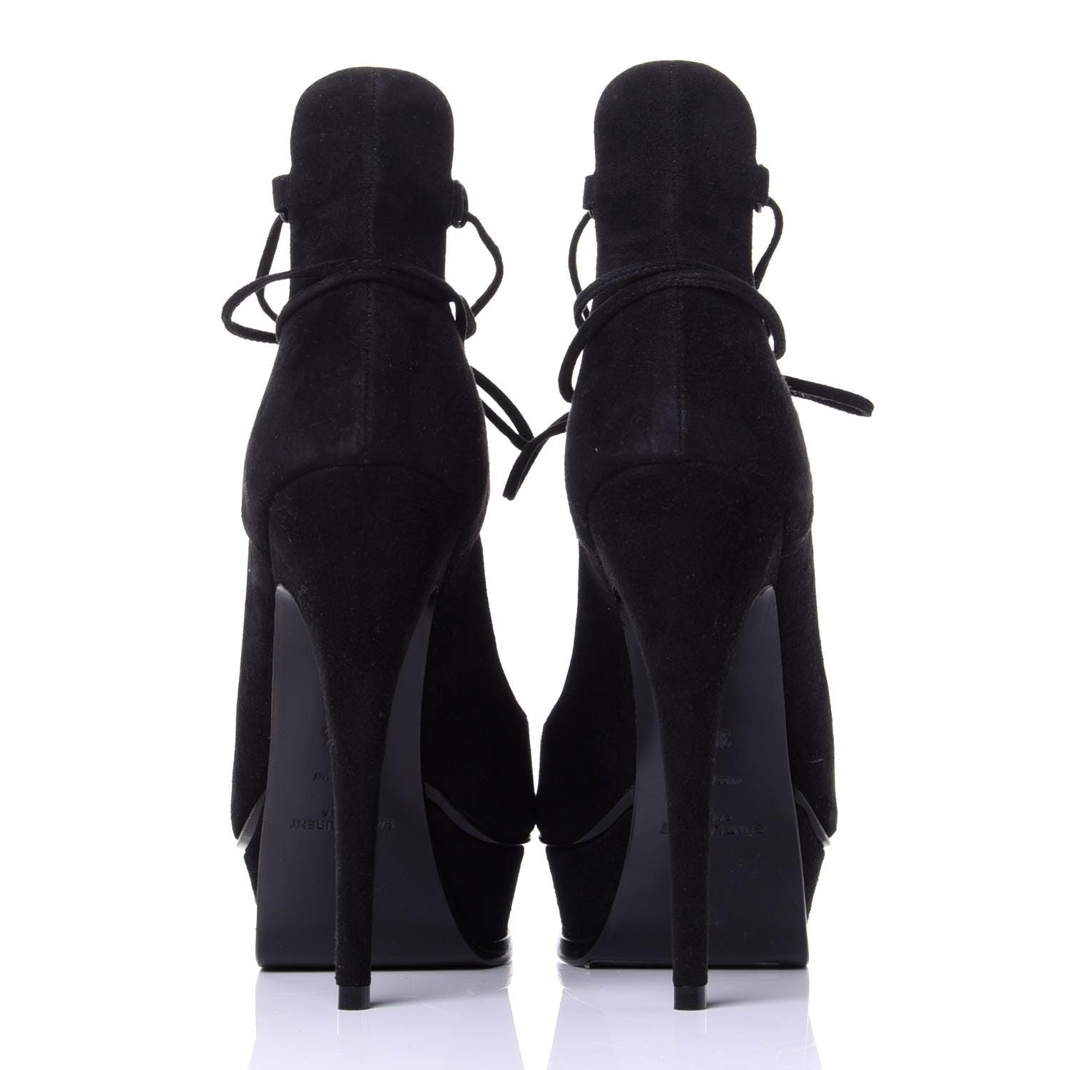 Saint Laurent Suede Lou Tribute 105 Lace Platform Sandals 35.5 Black 6 of 11
