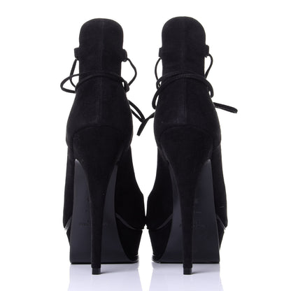 Saint Laurent Suede Lou Tribute 105 Lace Platform Sandals 35.5 Black 6 of 11