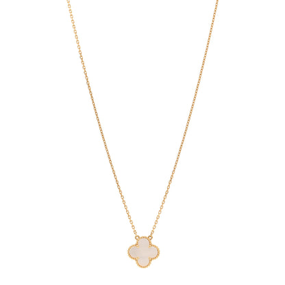 Van Cleef & Arpels 18K Yellow Gold Mother of Pearl Vintage Alhambra Pendant Necklace 1 of 6