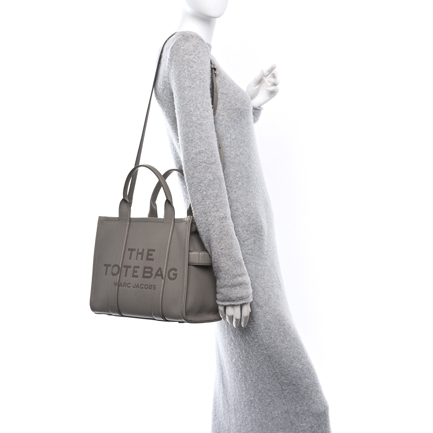 Marc Jacobs Grained Calfskin Medium The Tote Bag Cement 2 of 11