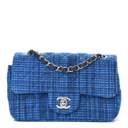 Chanel Tweed Quilted Mini Rectangular Flap Navy Blue 1 of 9