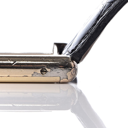 Cartier Sterling Silver Vermeil Alligator 23mm Must de Cartier Tank Quartz Watch Black 14 of 16