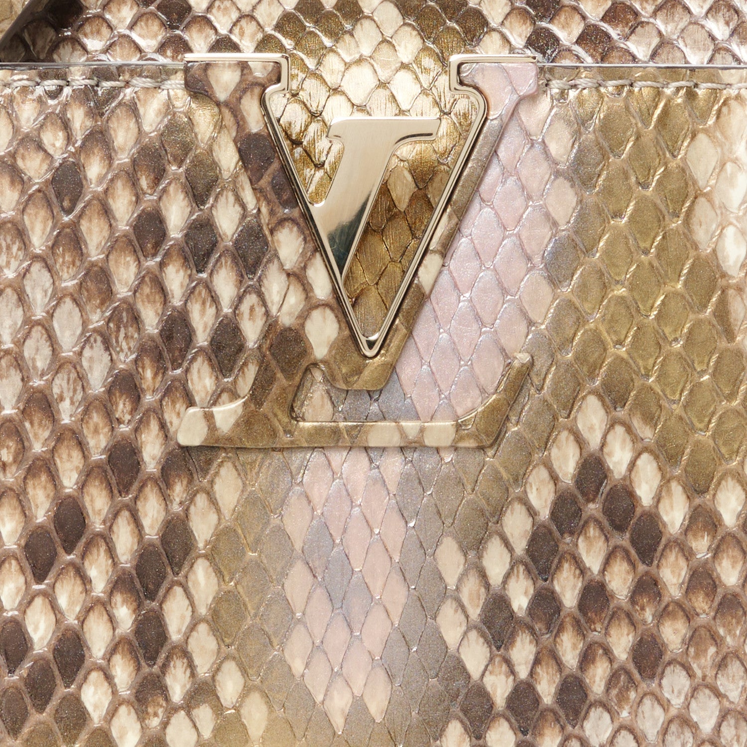 Louis Vuitton Metallic Snakeskin Capucines Mini Dore 7 of 9