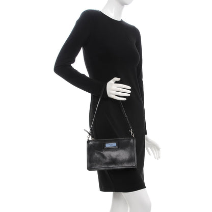 Prada Glace Calf Etiquette Clutch Black Astrale 2 of 10