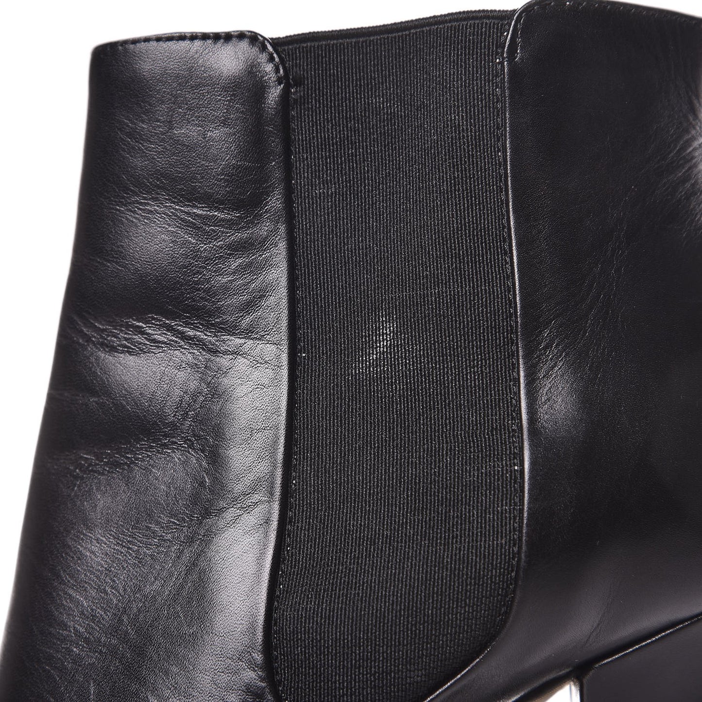 Calfskin Elastic Cap Toe Ankle Boots Booties Heels 37 Black