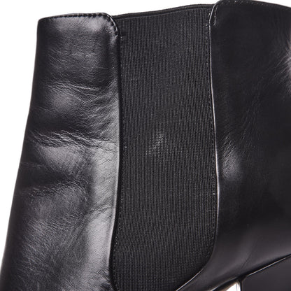 Chanel Calfskin Elastic Cap Toe Ankle Boots Booties Heels 37 Black 13 of 22