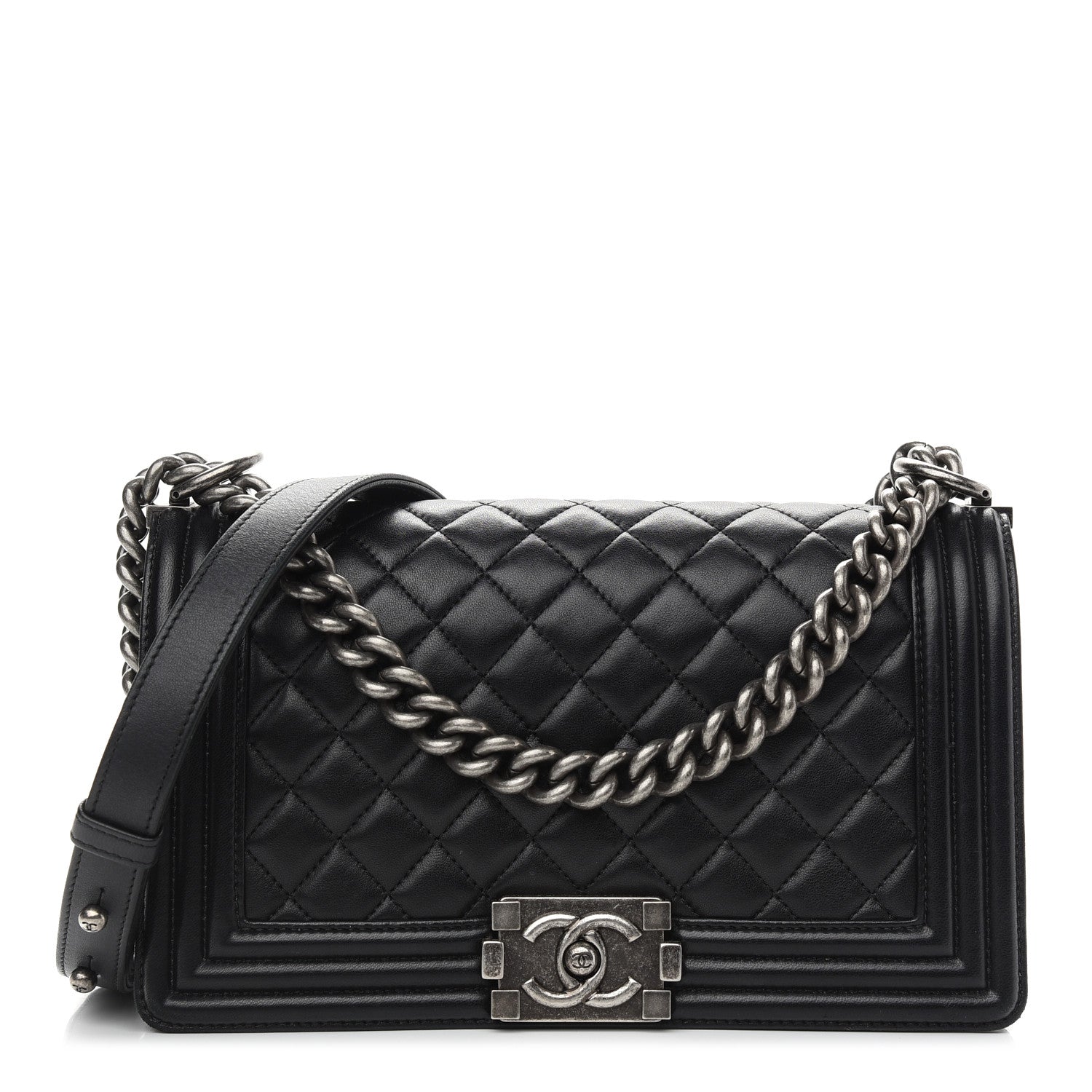 Chanel Lambskin Quilted Medium Boy Flap Black 1 of 9