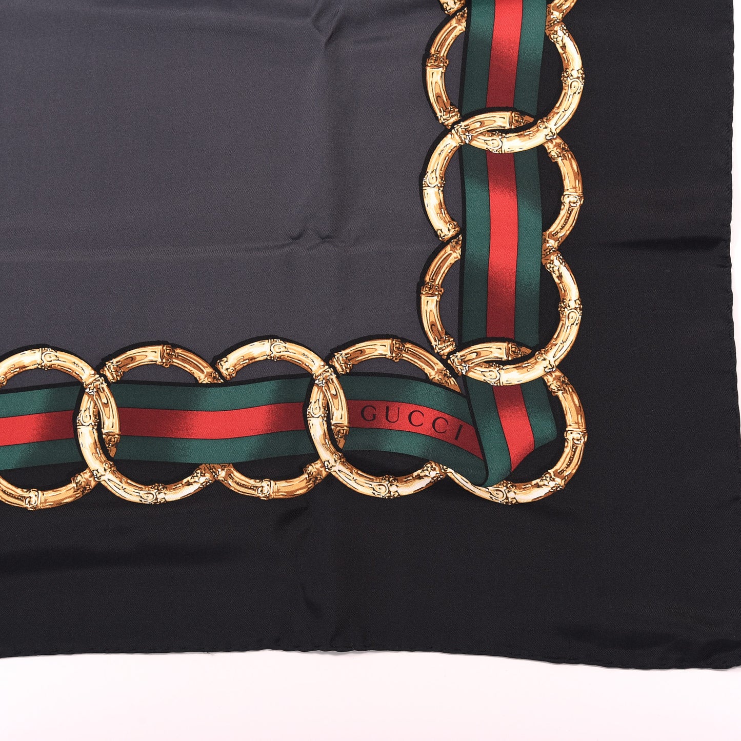 Silk Bamboo GG Web Print Scarf Black
