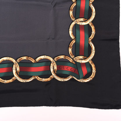 Gucci Silk Bamboo GG Web Print Scarf Black 2 of 3