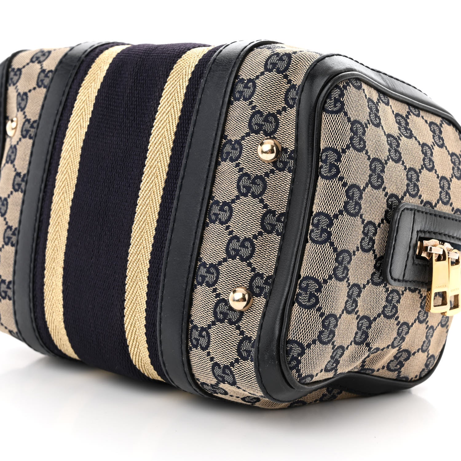Gucci Monogram Vintage Web Small Boston Navy 11 of 18