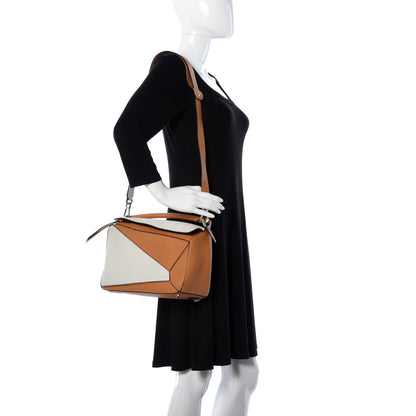 Loewe Calfskin Medium Puzzle Bag Tan Soft White 2 of 13