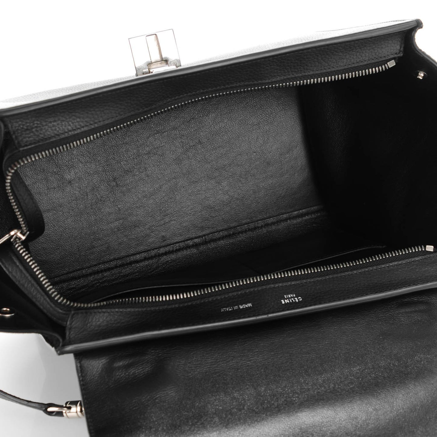 Drummed Calfskin Suede Small Trapeze Black