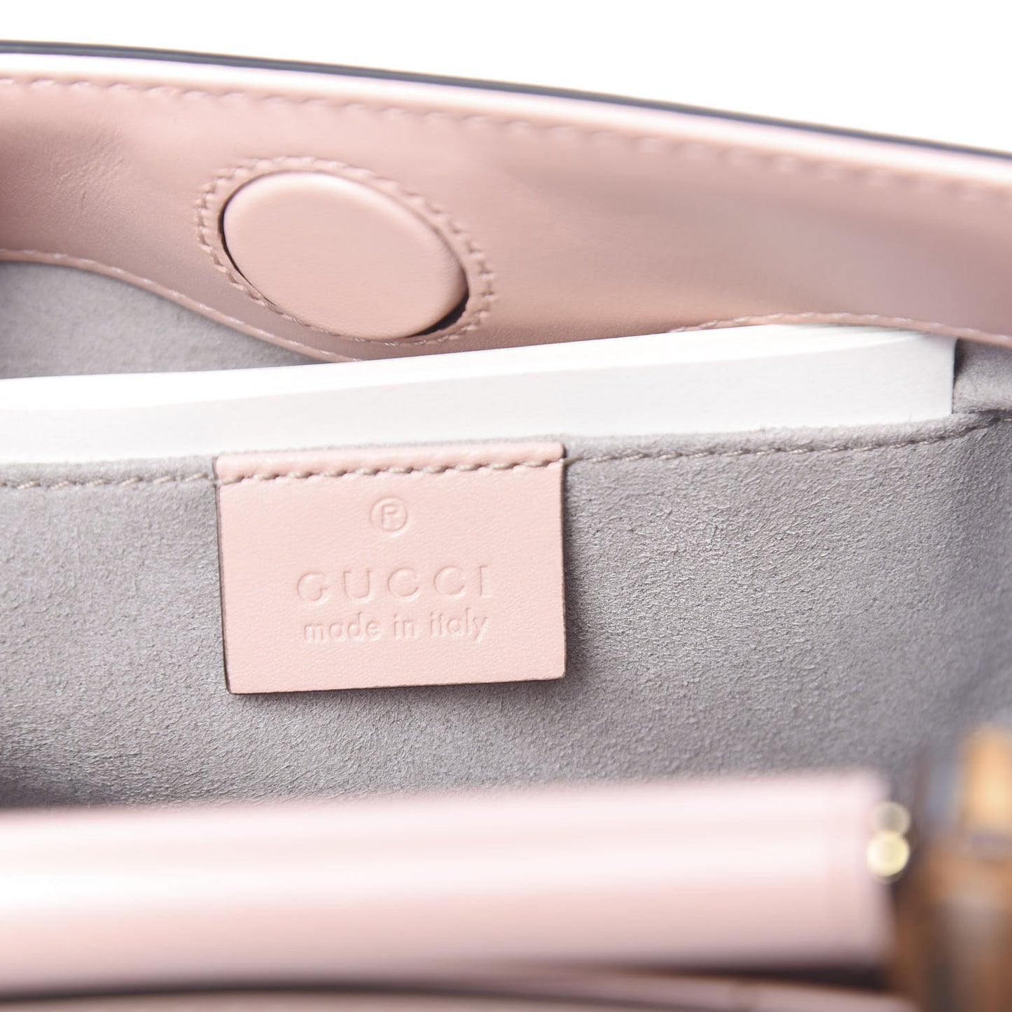 Nappa Bamboo Web Mini Nymphaea Top Handle Bag Perfect Pink Mystic White