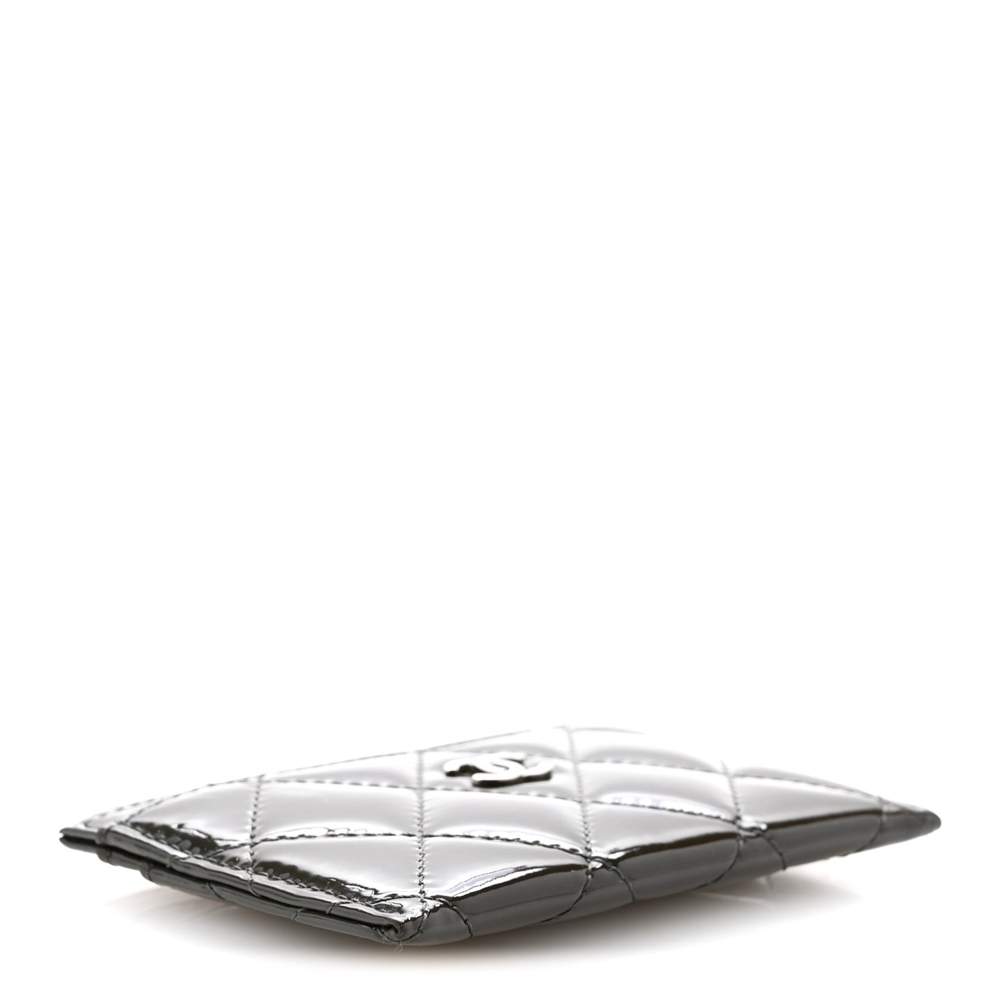 Patent Quilted Card Holder Dark Grey