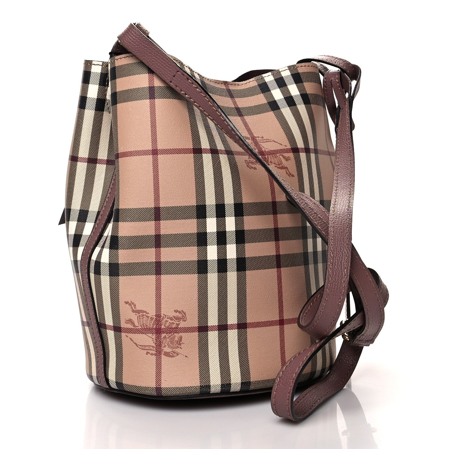 Burberry Haymarket Check Colours Small Lorne Bucket Crossbody Elderberry 2 of 8