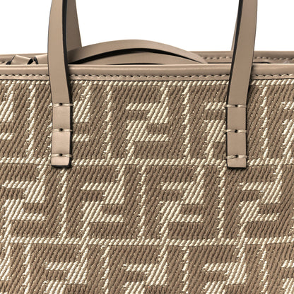 Fendi Denim Jacquard FF Effect Vitello Grace Mini Roll Tote Dove White Dove 9 of 11