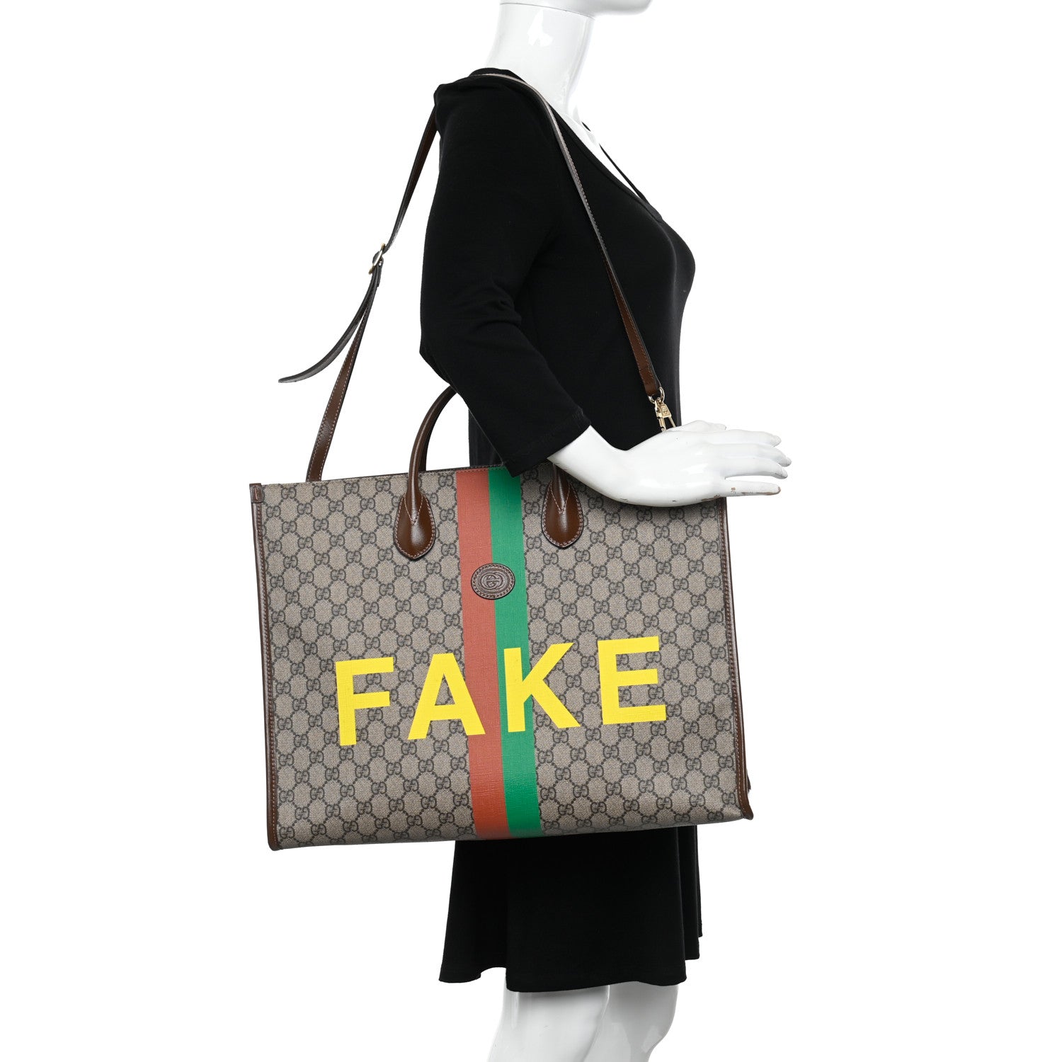 Gucci GG Supreme Monogram Fake/Not Large Retro Interlocking G Tote Bag Beige Brown Sugar 2 of 11