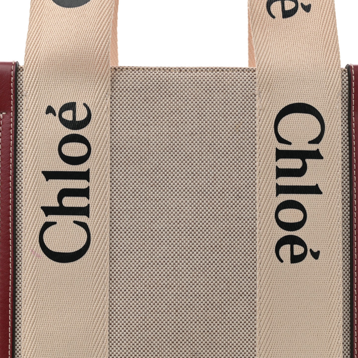 Linen Calfskin Medium Woody Ribbon Tote White Brown