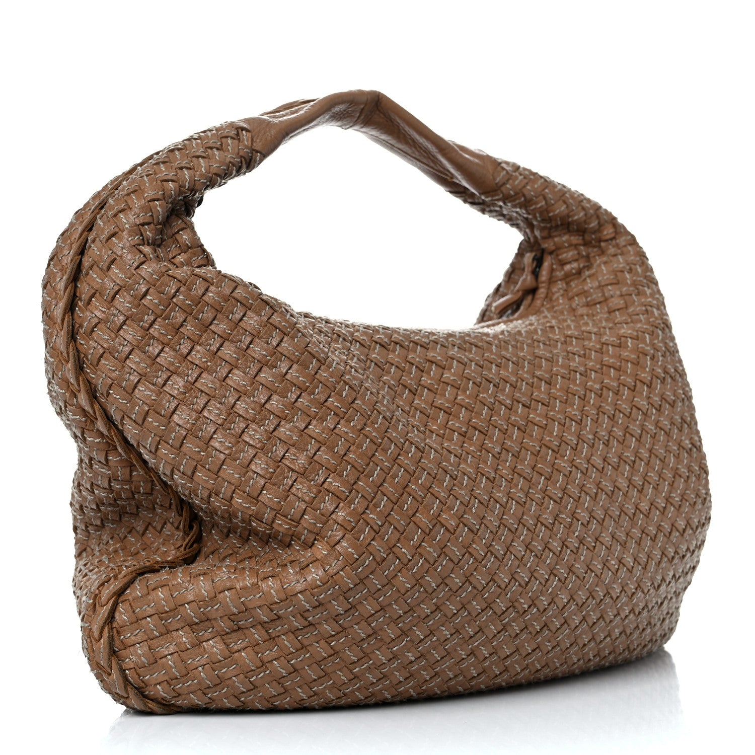 Bottega Veneta Nappa Stitched Intrecciato Medium Veneta Hobo Maple Sapphire 3 of 12