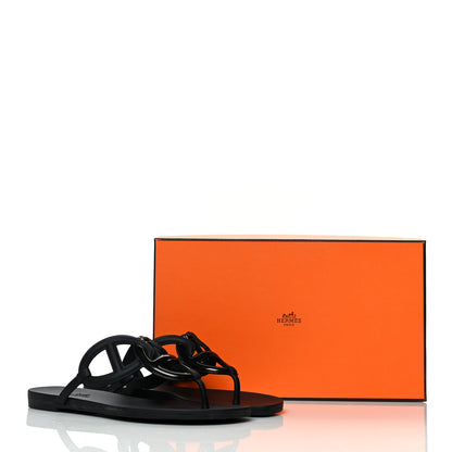 Hermes Rubber Womens Egerie Sandals 36 Black 9 of 9
