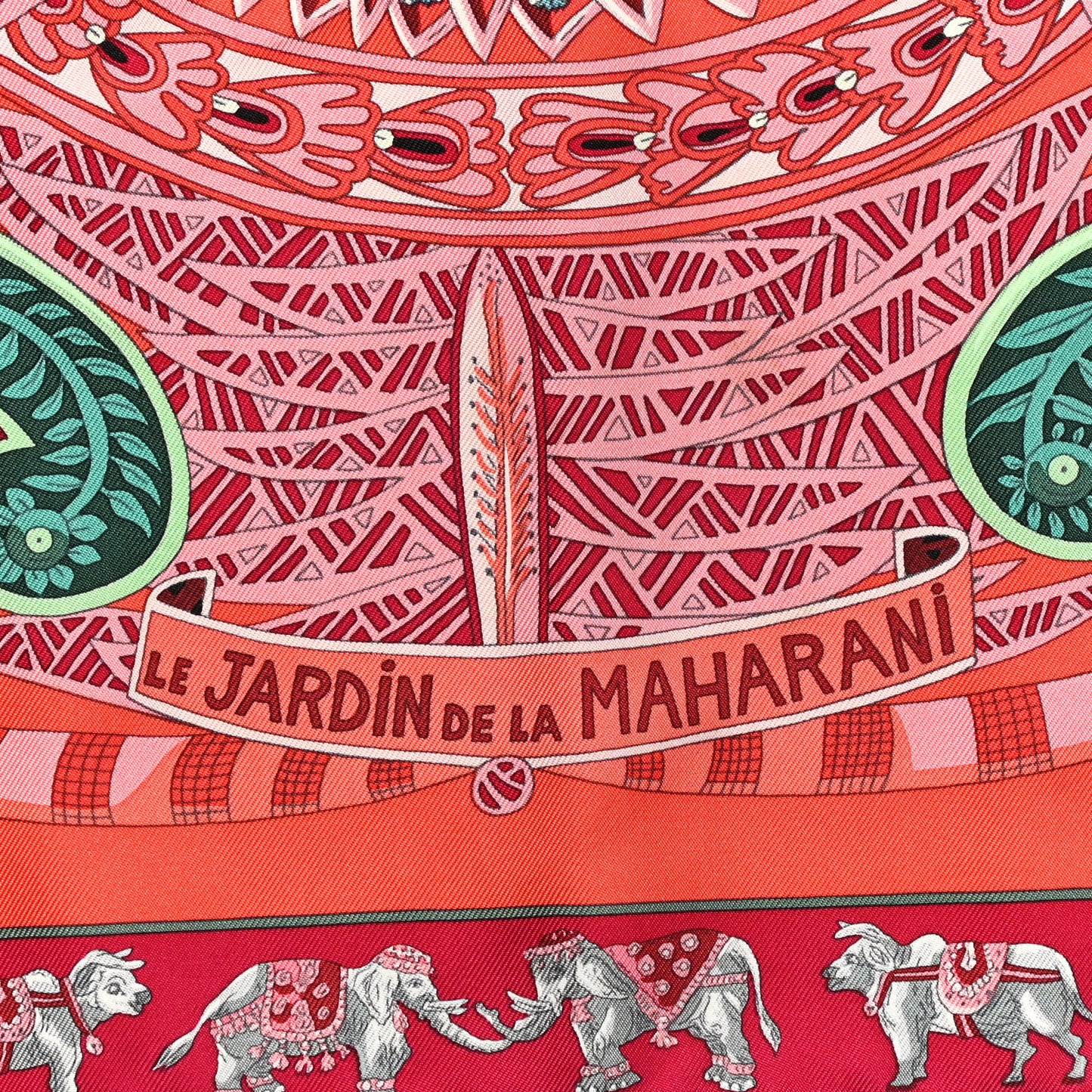 Silk Le Jardin De La Maharani Scarf 90 Rose Orange Bleu Acier