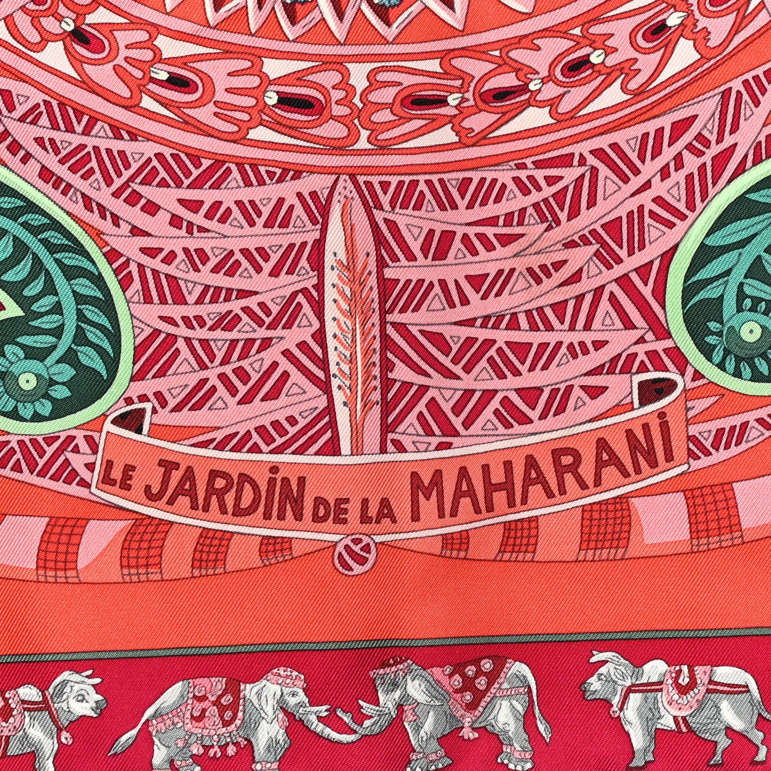 Hermes Silk Le Jardin De La Maharani Scarf 90 Rose Orange Bleu Acier 3 of 8