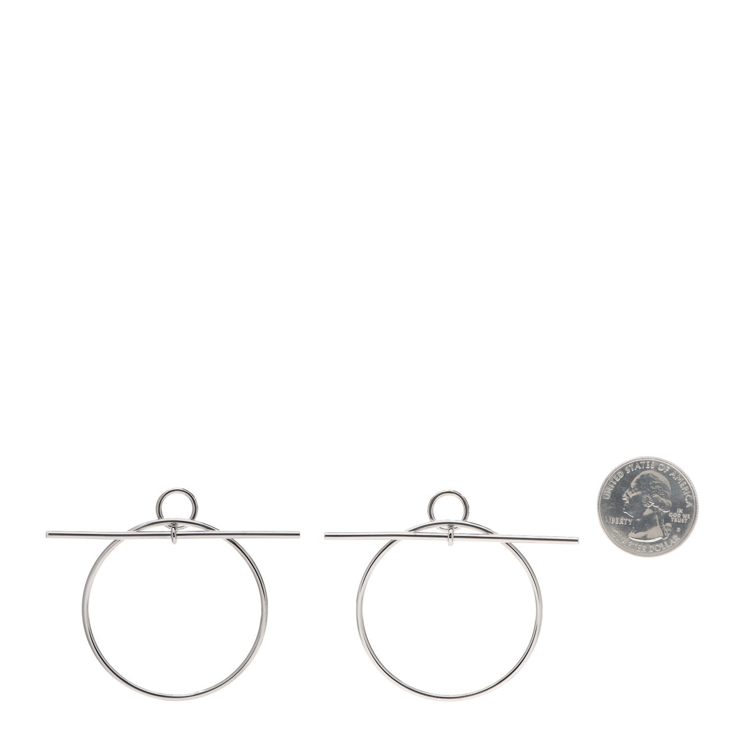 Hermes Sterling Silver MM Loop Earrings 2 of 7