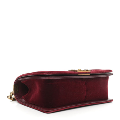 Chanel Velvet Chevron Quilted Medium Boy Flap Burgundy 4 of 10