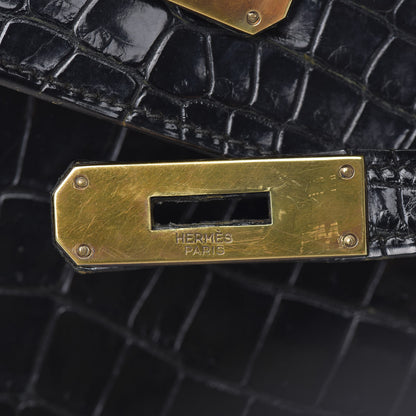 Hermes Shiny Niloticus Crocodile Kelly 28 Black 17 of 34