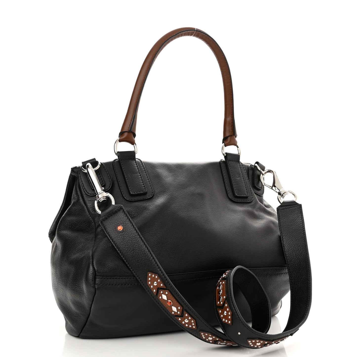 Calfskin Studded Medium Studded Pandora Black Brown