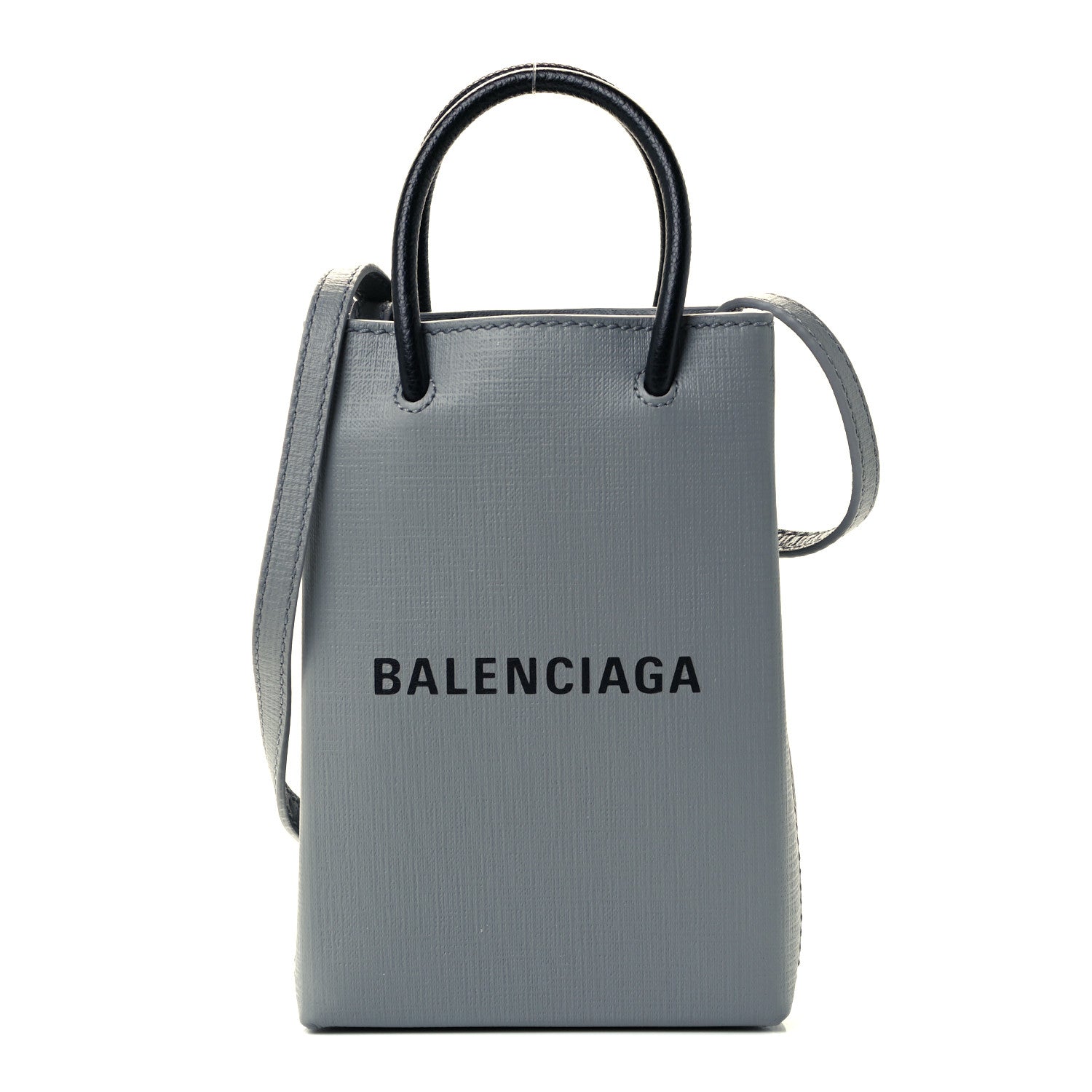Balenciaga Squared Calfskin Logo Shopping Phone Holder Bag Balenciaga Grey 1 of 10