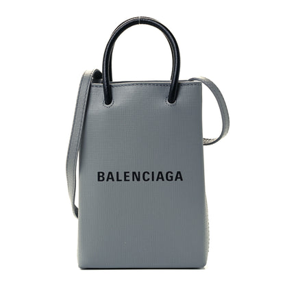Balenciaga Squared Calfskin Logo Shopping Phone Holder Bag Balenciaga Grey 1 of 10