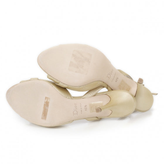 Leather Cannage Slingbacks 40.5 Gold