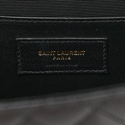 Saint Laurent Grain De Poudre Textured Mixed Matelasse Triquilt Medium Monogram Satchel Black 6 of 9