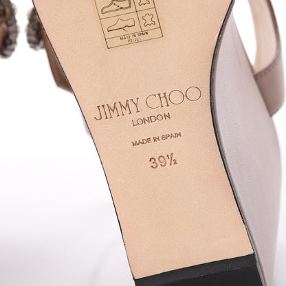 Jimmy Choo Nappa Crystal Buckle Nylah 100 Platform Wedge Sandals 39.5 Ballet Pink 9 of 14