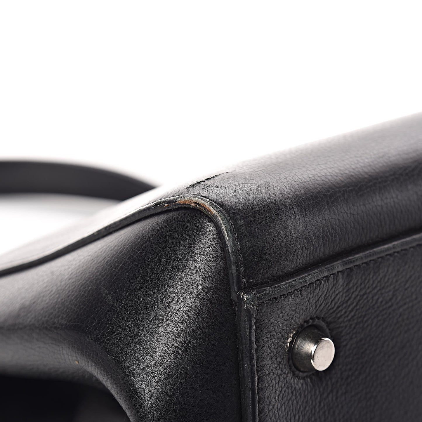 Grained Calfskin Medium Edge Shoulder Bag Black