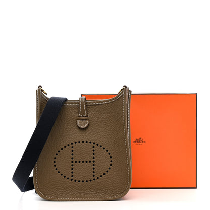 Hermes Taurillon Clemence Amazone Evelyne TPM Etoupe Bleu Indigo 11 of 11