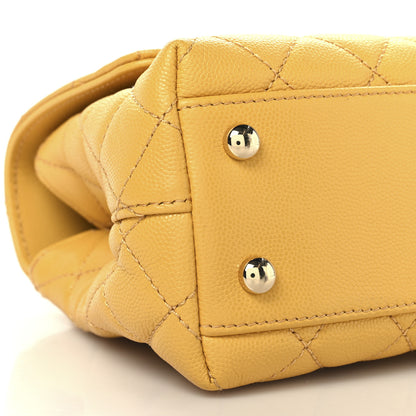 Chanel Caviar Lizard Embossed Quilted Mini Coco Handle Flap Yellow 9 of 11