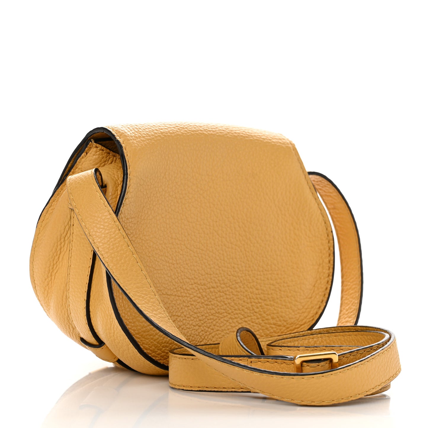 Calfskin Mini Marcie Round Crossbody Bag Honey Gold