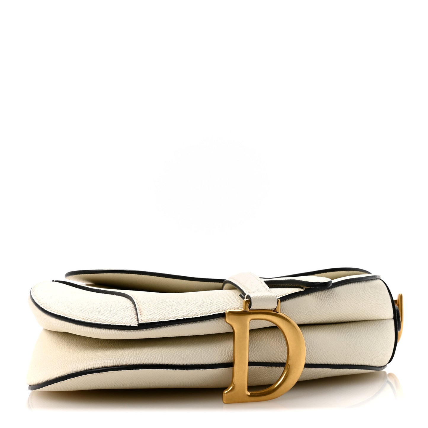 Grained Calfskin Saddle Bag With Strap Latte