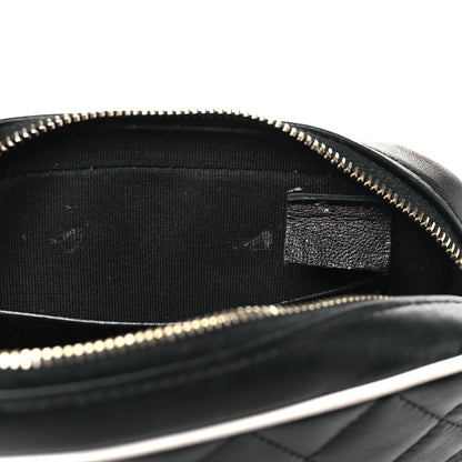 Chanel Lambskin Resin Quilted Chain Camera Bag Black White 11 of 11
