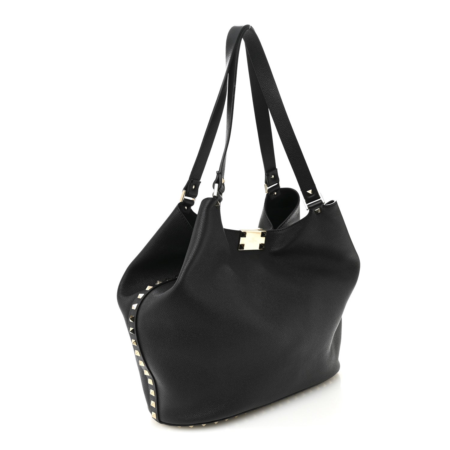 Valentino Garavani Grained Calfskin Small Rockstud Tote Black 3 of 10