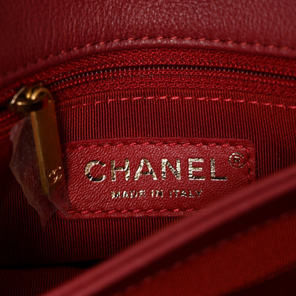 Chanel Grained Calfskin Snakeskin Small Chevron Chic Top Handle Flap Red 6 of 10