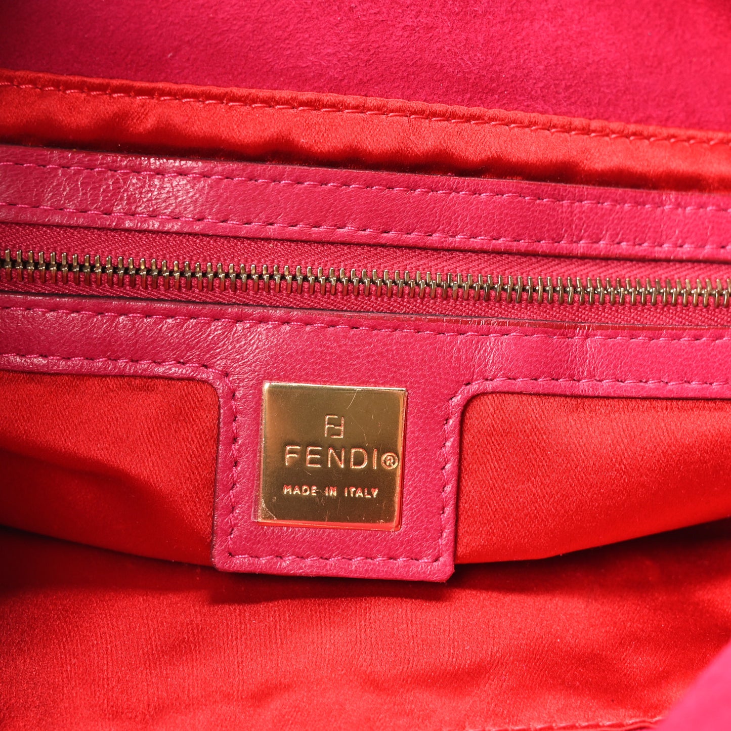 Suede Baguette Flap Fuchsia