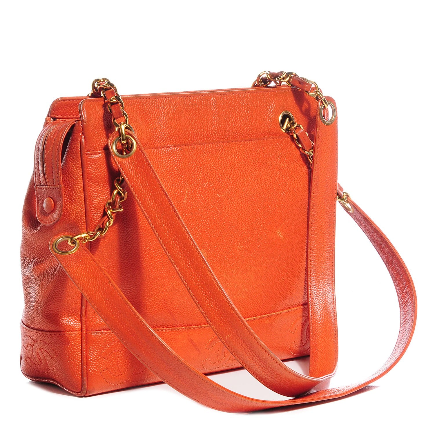 Chanel Caviar CC Shoulder Bag Orange 3 of 9